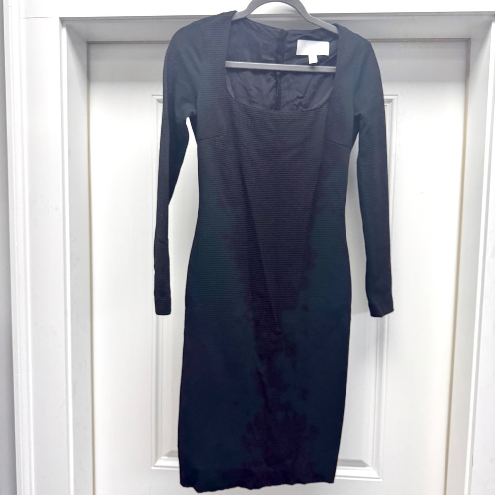 BOSS Hugo Boss Black Textured Sheath Dress Long Sleeve Midi - Picture 8 of 14